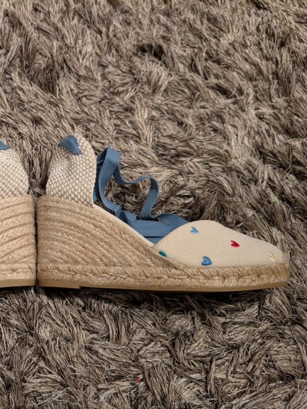 Sezane Diane Espadrilles Ecru Canvas Heart Embroidery US 8 NWOT LIMITED EDITION! - Picture 7 of 10
